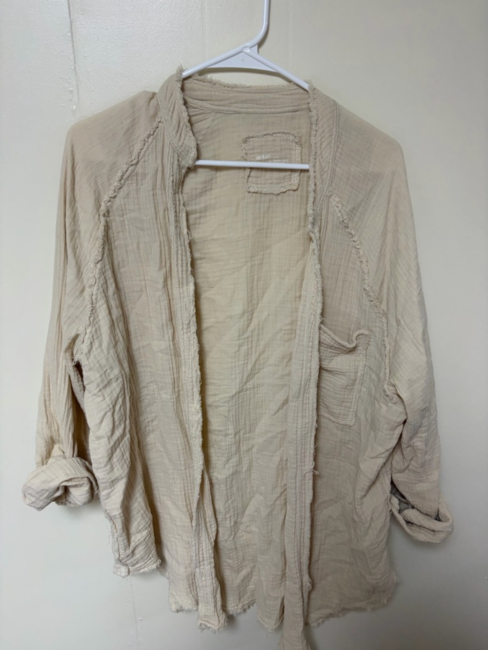aerie Cream Cotton Gauze Button Down